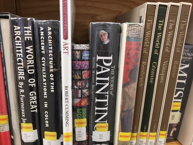 Art books from MVMS Library including Sister Wendy's Story of Painting